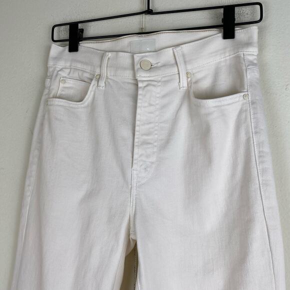 Mother The Rascal Sliced Up Heel Jeans Size 28 Antique White Cream Straight 35in - Picture 7 of 14